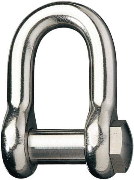 Ronstan - 5/8" Nominal Chain Size, 12.125 Ton Stainless Steel Screw D Shackle - 5/8" Diam, 5/8" Pin Diam, 1-27/32" High Inside Jaw, 1" Inside Width, 3/4" Max Body Thickness - Best Tool & Supply