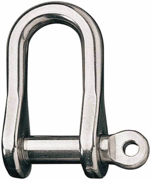 Ronstan - 3/8" Nominal Chain Size, 4 Ton Stainless Steel Screw D Shackle - 3/8" Diam, 3/8" Pin Diam, 1-1/2" High Inside Jaw, 21/32" Inside Width, 7/8" Max Body Thickness - Best Tool & Supply