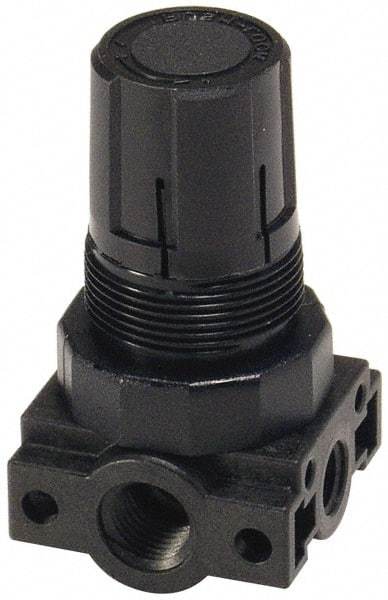 Parker - 3/8 NPT Port, Plastic Miniature Regulator - 0 to 60 psi Range, 150 Max psi Supply Pressure, 1/4" Gauge Port Thread, 2.06" Wide x 3.43" High - Best Tool & Supply