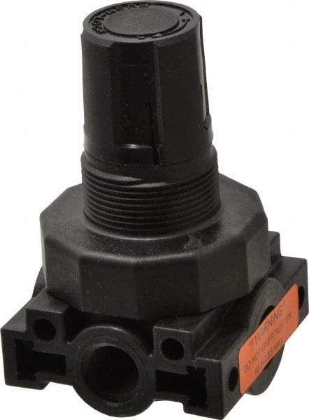 Parker - 1/4 NPT Port, Plastic Miniature Regulator - 0 to 25 psi Range, 150 Max psi Supply Pressure, 1/4" Gauge Port Thread, 2.06" Wide x 3.43" High - Best Tool & Supply