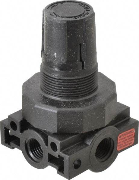 Parker - 1/4 NPT Port, Plastic Miniature Regulator - 0 to 60 psi Range, 150 Max psi Supply Pressure, 1/4" Gauge Port Thread, 2.06" Wide x 3.43" High - Best Tool & Supply