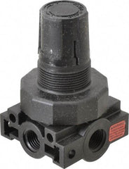 Parker - 1/4 NPT Port, Plastic Miniature Regulator - 0 to 60 psi Range, 150 Max psi Supply Pressure, 1/4" Gauge Port Thread, 2.06" Wide x 3.43" High - Best Tool & Supply