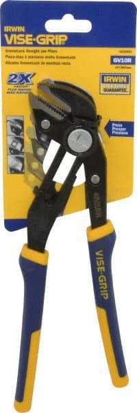 Irwin - 10" OAL, 2-1/4" Jaw Length, Groovelock Pliers - Serrated Jaw, Straight Head, ProTouch Handles - Best Tool & Supply