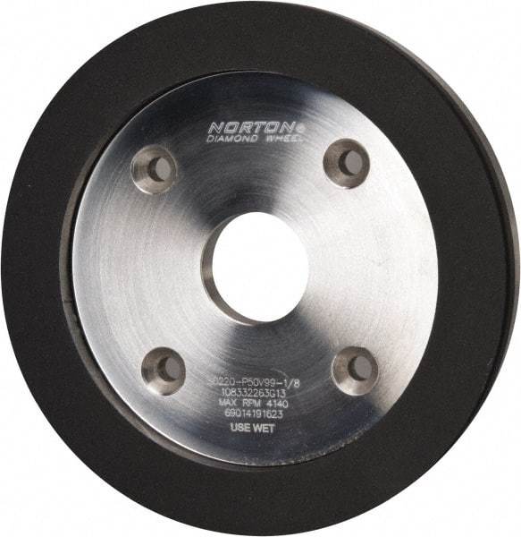 Norton - 6" Diam, 1-1/4" Hole Size, 3/4" Overall Thickness, 220 Grit, Type 6 Tool & Cutter Grinding Wheel - Very Fine Grade, Diamond, P Hardness, Vitrified Bond - Best Tool & Supply