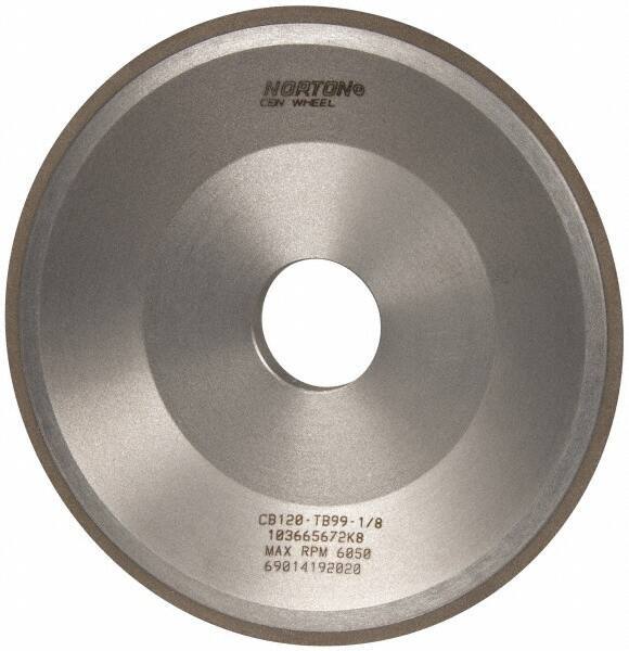 Norton - 6" Diam, 1-1/4" Hole Size, 3/4" Overall Thickness, 120 Grit, Type 12 Tool & Cutter Grinding Wheel - Fine Grade, CBN, Resinoid Bond - Best Tool & Supply