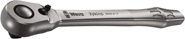 Wera - 1/4" Drive Slim Line Head Quick-Release Ratchet - Satin Finish, 141mm OAL, 76 Gear Teeth, Ergonomic Handle, Reversible Head - Best Tool & Supply