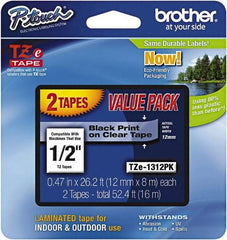 Brother - 1/2" Wide x 314.4" Long, Clear Plastic/Paper Tape Cassette - For Label Maker - Best Tool & Supply