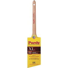 Purdy - 2-1/2" Angled Synthetic Trim Brush - 2-11/16" Bristle Length, 8-1/4" Wood Rattail Handle - Best Tool & Supply