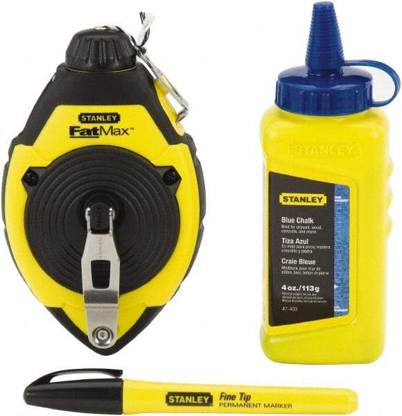 Stanley - 100' Long Reel & Chalk Set - Blue, Includes 4 oz Blue Chalk & Fine Tip Marker - Best Tool & Supply