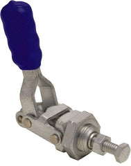 Gibraltar - 200 Lb Load Capacity, Flush Base, Carbon Steel, Standard Straight Line Action Clamp - 5/8" Mounting Hole Diam, 0.38" Plunger Diam, Straight Handle - Best Tool & Supply
