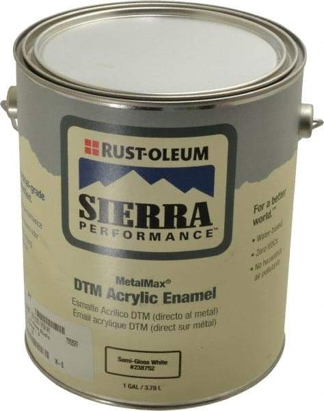 Rust-Oleum - 1 Gal White Semi Gloss Finish Acrylic Enamel Paint - Interior/Exterior, Direct to Metal, <0 gL VOC Compliance - Best Tool & Supply