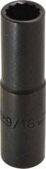 Proto - 9/16", 1/2" Drive, Deep Hand Socket - 12 Points, 3-1/4" OAL, Alloy Steel, Black Finish - Best Tool & Supply