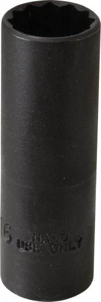 Proto - 13/16", 1/2" Drive, Deep Hand Socket - 12 Points, 3-1/4" OAL, Alloy Steel, Black Finish - Best Tool & Supply