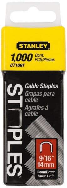 Stanley - 5/16" Wide Galvanized Steel Cable Staples - 9/16" Leg Length - Best Tool & Supply