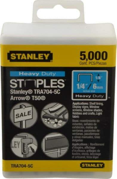 Stanley - 27/64" Wide Galvanized Steel Heavy Duty Power Crown Staples - 1/4" Leg Length - Best Tool & Supply