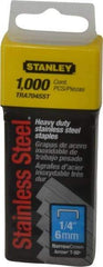 Stanley - 27/64" Wide Stainless Steel Narrow Crown Staples - 1/4" Leg Length - Best Tool & Supply