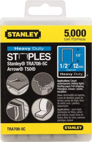 Stanley - 27/64" Wide Galvanized Steel Heavy Duty Power Crown Staples - 1/2" Leg Length - Best Tool & Supply