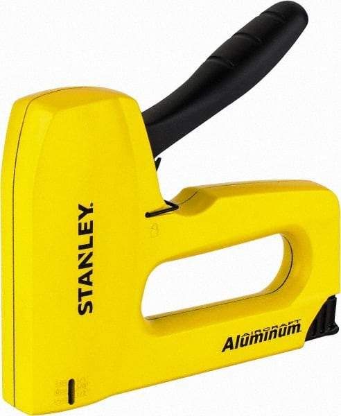 Stanley - Manual Staple Gun - 1/4, 5/16, 3/8, 1/2, 9/16" Staples, Yellow & Black, Aluminum - Best Tool & Supply