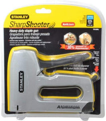 Stanley - Manual Staple Gun - 1/4, 5/16, 3/8, 1/2, 9/16" Staples, Yellow & Black, Aluminum - Best Tool & Supply