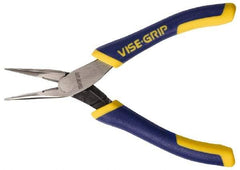 Irwin - 5-1/4" OAL, 15/16" Jaw Length x 1/4" Jaw Width, Long Nose Side Cutting Pliers - Serrated Jaw, Standard Head, ProTouch Handles, with Spring - Best Tool & Supply