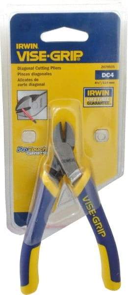 Irwin - 4-1/2" OAL, Diagonal Cutter - 1/2" Jaw Length x 7/64" Jaw Width, Oval Head, ProTouch Handle - Best Tool & Supply