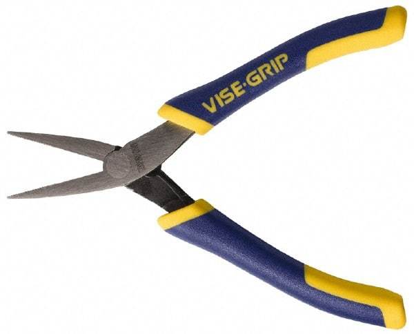 Irwin - 5-1/4" OAL, 1-1/4" Jaw Length x 9/16" Jaw Width, Pliers - Machined Jaw, Flat Nose Head, ProTouch Handles - Best Tool & Supply