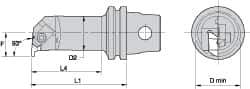 Kennametal - Insert Style NG 2L, 60mm Head Length, Right Hand Cut, Internal Modular Threading Cutting Unit Head - System Size KM32, 11mm Center to Cutting Edge, Series Top Notch - Best Tool & Supply