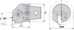 Kennametal - Insert Style NG 5R, 60mm Head Length, Left Hand Cut, Internal Modular Threading Cutting Unit Head - System Size KM63, 43mm Center to Cutting Edge, Series Top Notch - Best Tool & Supply