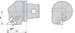 Kennametal - Insert Style LT 16EL, 35mm Head Length, Left Hand Cut, External Modular Threading Cutting Unit Head - System Size KM32, 22mm Center to Cutting Edge, Series LT Threading - Best Tool & Supply