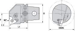 Kennametal - Insert Style LT 22NL, 60mm Head Length, Left Hand Cut, Internal Modular Threading Cutting Unit Head - System Size KM63, 43mm Center to Cutting Edge, Series LT Threading - Best Tool & Supply