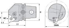 Kennametal - Insert Style LT 22NL, 60mm Head Length, Left Hand Cut, Internal Modular Threading Cutting Unit Head - System Size KM63, 43mm Center to Cutting Edge, Series LT Threading - Best Tool & Supply