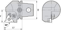 Kennametal - Insert Style LT 16ER, 60mm Head Length, Right Hand Cut, External Modular Threading Cutting Unit Head - System Size KM63, 43mm Center to Cutting Edge, Series LT Threading - Best Tool & Supply