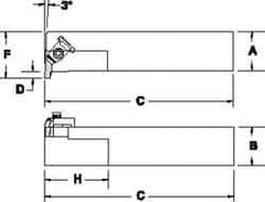 Tool-Flo - External Thread, Right Hand Cut, 1-1/4" Shank Width x 1-1/4" Shank Height Indexable Threading Toolholder - 6" OAL, FL 4L Insert Compatibility, FLE Toolholder, Series FLER - Best Tool & Supply