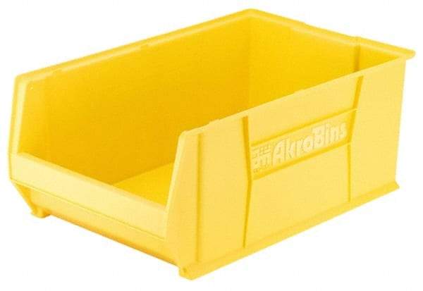 Akro-Mils - 200 Lb. Load Capacity, 20" Deep, Yellow Polymer Hopper Stacking Bin - 8" High x 12-3/8" Wide x 20" Long - Best Tool & Supply