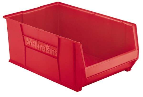 Akro-Mils - 300 Lb. Load Capacity, 29-1/4" Deep, Red Polymer Hopper Stacking Bin - 12" High x 18-3/8" Wide x 29-1/4" Long - Best Tool & Supply