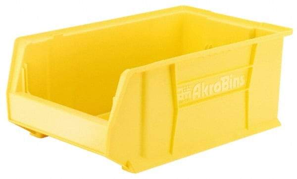 Akro-Mils - 300 Lb. Load Capacity, 29-1/4" Deep, Yellow Polymer Hopper Stacking Bin - 12" High x 18-3/8" Wide x 29-1/4" Long - Best Tool & Supply