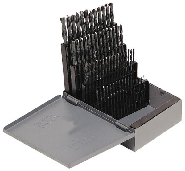 Hertel - 135° Point, Oxide Finish, High Speed Steel Screw Machine Length Drill Bit Set - Best Tool & Supply