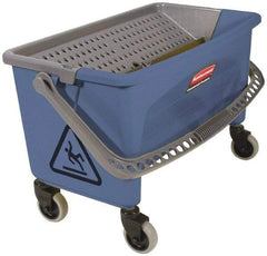 Rubbermaid - 40 Qt Plastic Bucket & Wringer - 14.7" Long x 16.2" High x 26.2" Wide, Blue - Best Tool & Supply