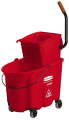 Rubbermaid - 35 Qt Plastic Bucket & Wringer - 20-1/8" Long x 36-1/2" High x 15-3/4" Wide, Red - Best Tool & Supply