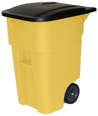 Rubbermaid - 50 Gal Yellow Rectangle Trash Can - Polyethylene, 36-1/2" High x 28-1/2" Long x 23-3/8" Wide - Best Tool & Supply