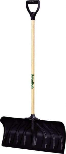 UnionTools - 24 Inch Wide Blade x 11 Inch High Blade Pusher Snow Shovel - 45 Inch Long Hardwood Handle - Best Tool & Supply