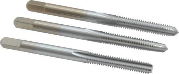 Made in USA - #8-32 UNC, 4 Flute, Bottoming, Plug & Taper, Chrome Finish, High Speed Steel Tap Set - Right Hand Cut, 2-1/8" OAL, 3/4" Thread Length, 2B/3B Class of Fit - Best Tool & Supply