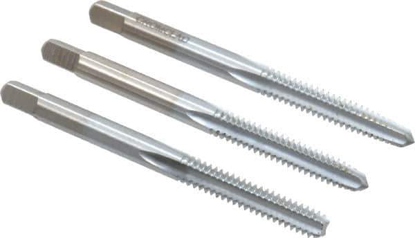 Made in USA - #10-24 UNC, 4 Flute, Bottoming, Plug & Taper, Chrome Finish, High Speed Steel Tap Set - Right Hand Cut, 2-3/8" OAL, 7/8" Thread Length, 2B/3B Class of Fit - Best Tool & Supply