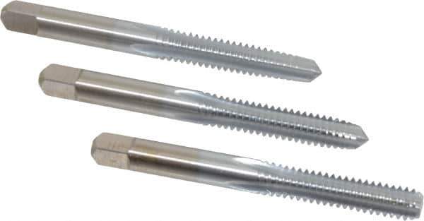 Made in USA - 1/4-20 UNC, 4 Flute, Bottoming, Plug & Taper, Chrome Finish, High Speed Steel Tap Set - Right Hand Cut, 2-1/2" OAL, 1" Thread Length, 2B/3B Class of Fit - Best Tool & Supply