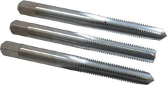 Made in USA - 1/4-28 UNF, 4 Flute, Bottoming, Plug & Taper, Chrome Finish, High Speed Steel Tap Set - Right Hand Cut, 2-1/2" OAL, 1" Thread Length, 2B/3B Class of Fit - Best Tool & Supply