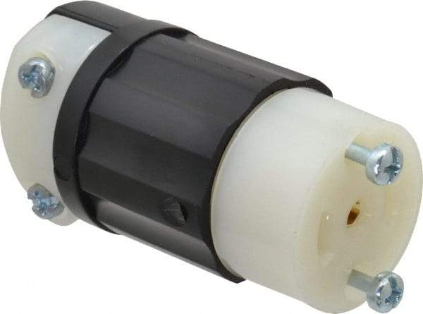 Leviton - 125/250 VAC, 15 Amp, ML-3R Configuration, Industrial Grade, Ungrounded Connector - 1 Phase, 3 Poles, 0.218 to 0.43 Inch Cord Diameter - Best Tool & Supply