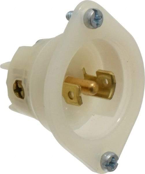 Leviton - 125/250 VAC, 15 Amp, ML-3P NEMA, Ungrounded Inlet - 3 Poles, 3 Wire, Male End, White, Steel - Best Tool & Supply