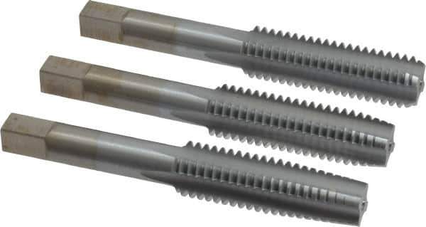 Made in USA - 1/2-13 UNC, 4 Flute, Bottoming, Plug & Taper, Chrome Finish, High Speed Steel Tap Set - Right Hand Cut, 3-3/8" OAL, 1-21/32" Thread Length, 2B/3B Class of Fit - Best Tool & Supply