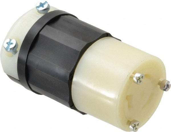 Leviton - 480 VAC, 20 Amp, L8-20R Configuration, Industrial Grade, Self Grounding Connector - 1 Phase, 2 Poles, 0.385 to 0.78 Inch Cord Diameter - Best Tool & Supply