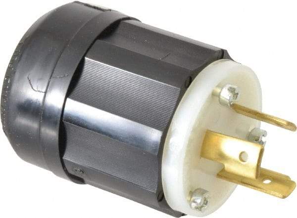 Leviton - 480 VAC, 20 Amp, L8-20P Configuration, Industrial Grade, Self Grounding Plug - 1 Phase, 2 Poles, 0.385 to 0.78 Inch Cord Diameter - Best Tool & Supply